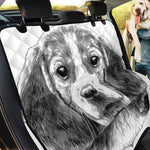 Black And White Drawing Beagle Print Pet Car Back Seat Cover