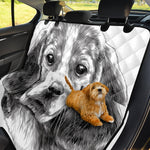 Black And White Drawing Beagle Print Pet Car Back Seat Cover