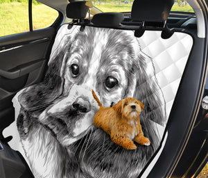 Black And White Drawing Beagle Print Pet Car Back Seat Cover