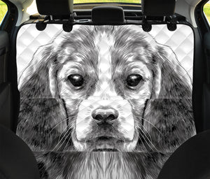 Black And White Drawing Beagle Print Pet Car Back Seat Cover