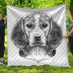 Black And White Drawing Beagle Print Quilt