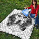 Black And White Drawing Beagle Print Quilt