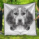 Black And White Drawing Beagle Print Quilt