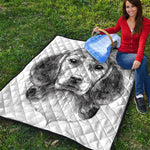 Black And White Drawing Beagle Print Quilt