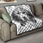 Black And White Drawing Beagle Print Quilt