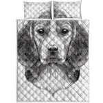 Black And White Drawing Beagle Print Quilt Bed Set