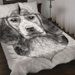 Black And White Drawing Beagle Print Quilt Bed Set