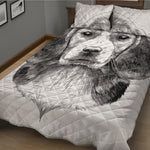 Black And White Drawing Beagle Print Quilt Bed Set