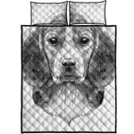 Black And White Drawing Beagle Print Quilt Bed Set