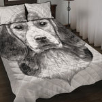 Black And White Drawing Beagle Print Quilt Bed Set