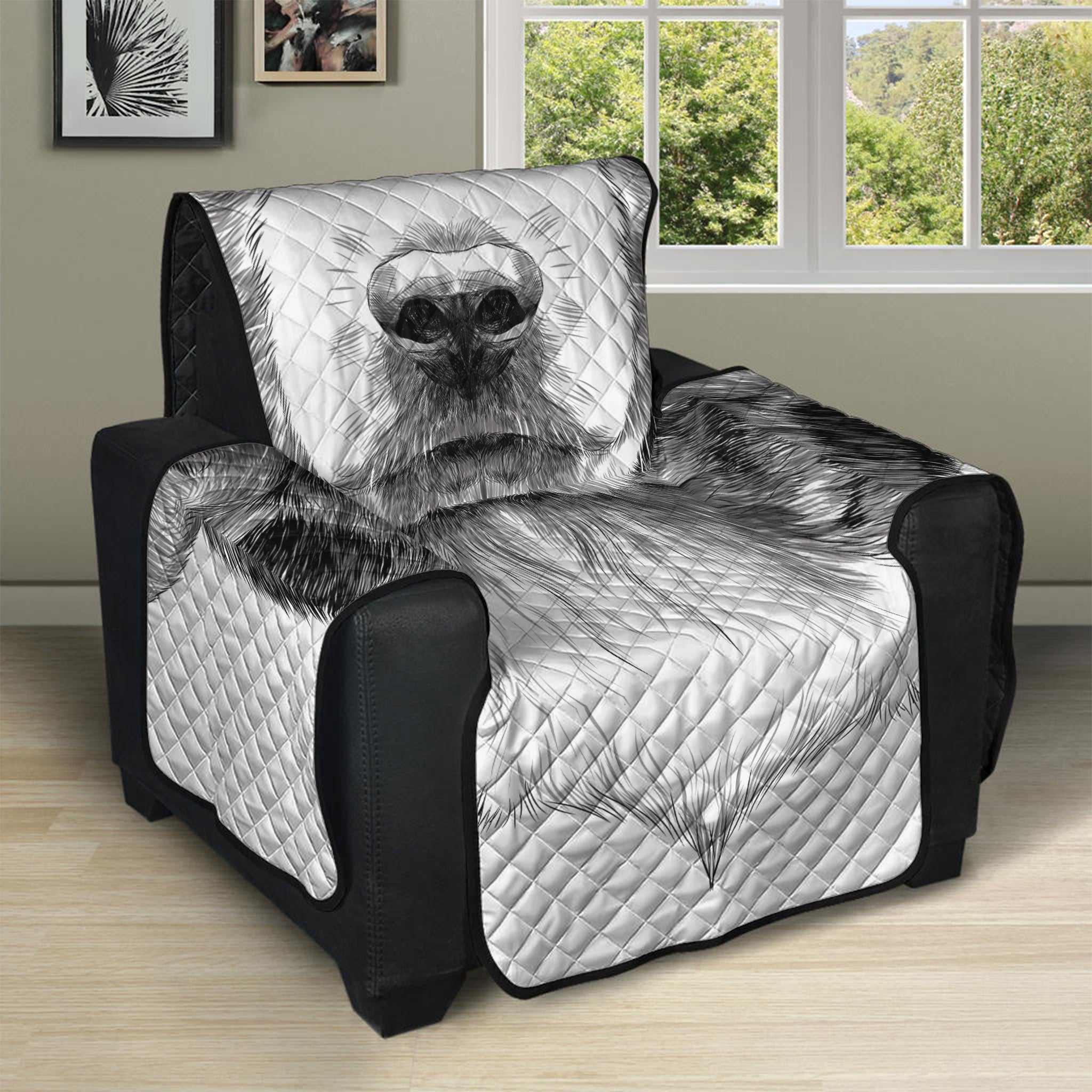 Black And White Drawing Beagle Print Recliner Protector