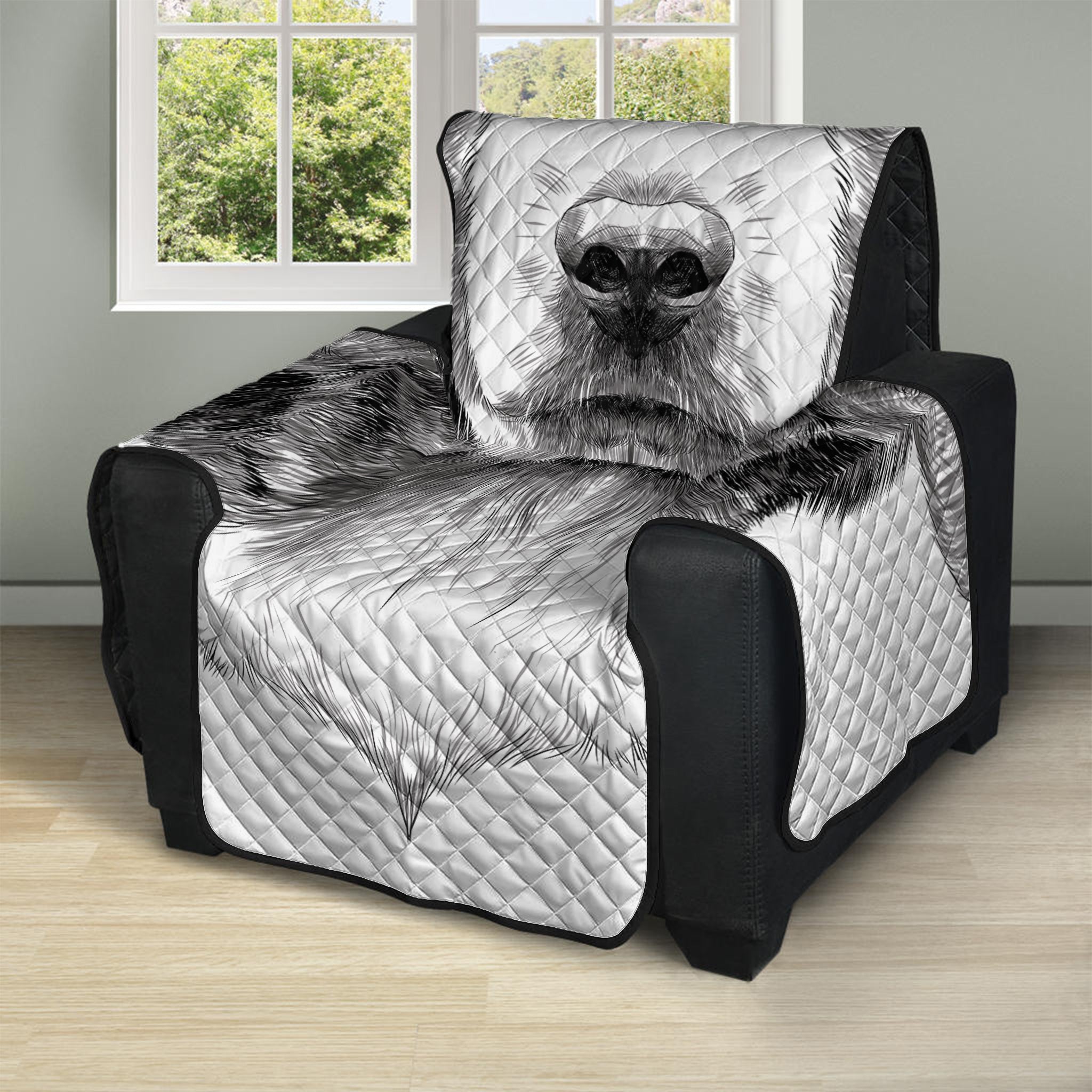 Black And White Drawing Beagle Print Recliner Protector