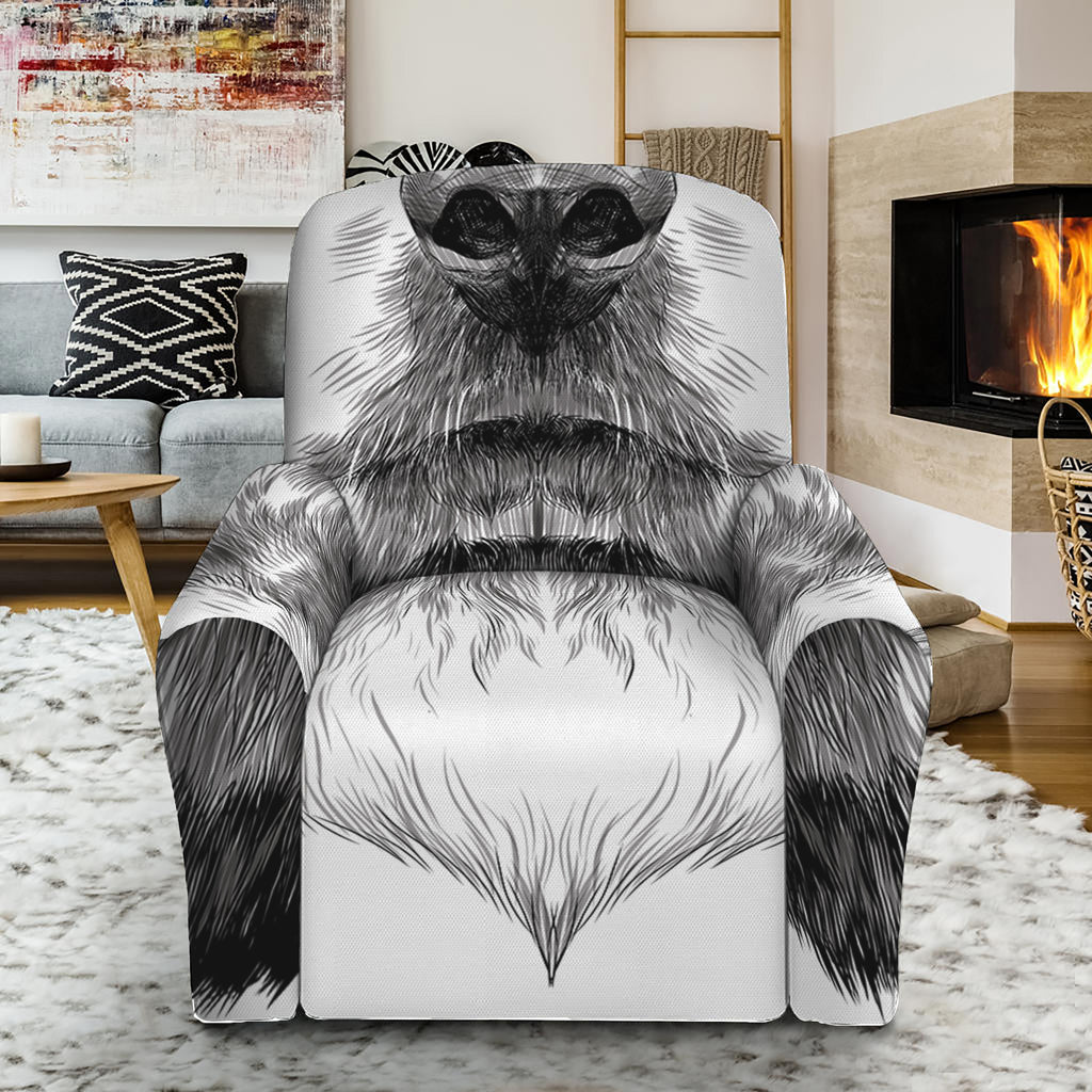 Black And White Drawing Beagle Print Recliner Slipcover