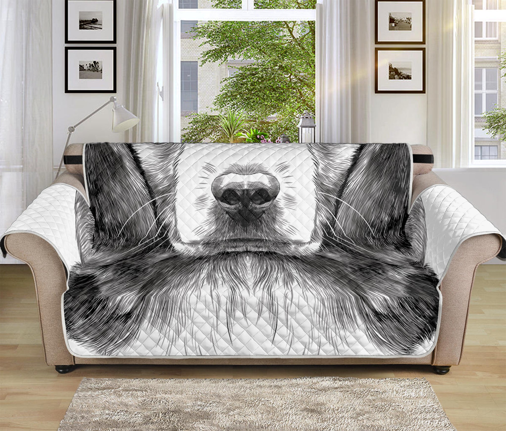 Black And White Drawing Beagle Print Sofa Protector