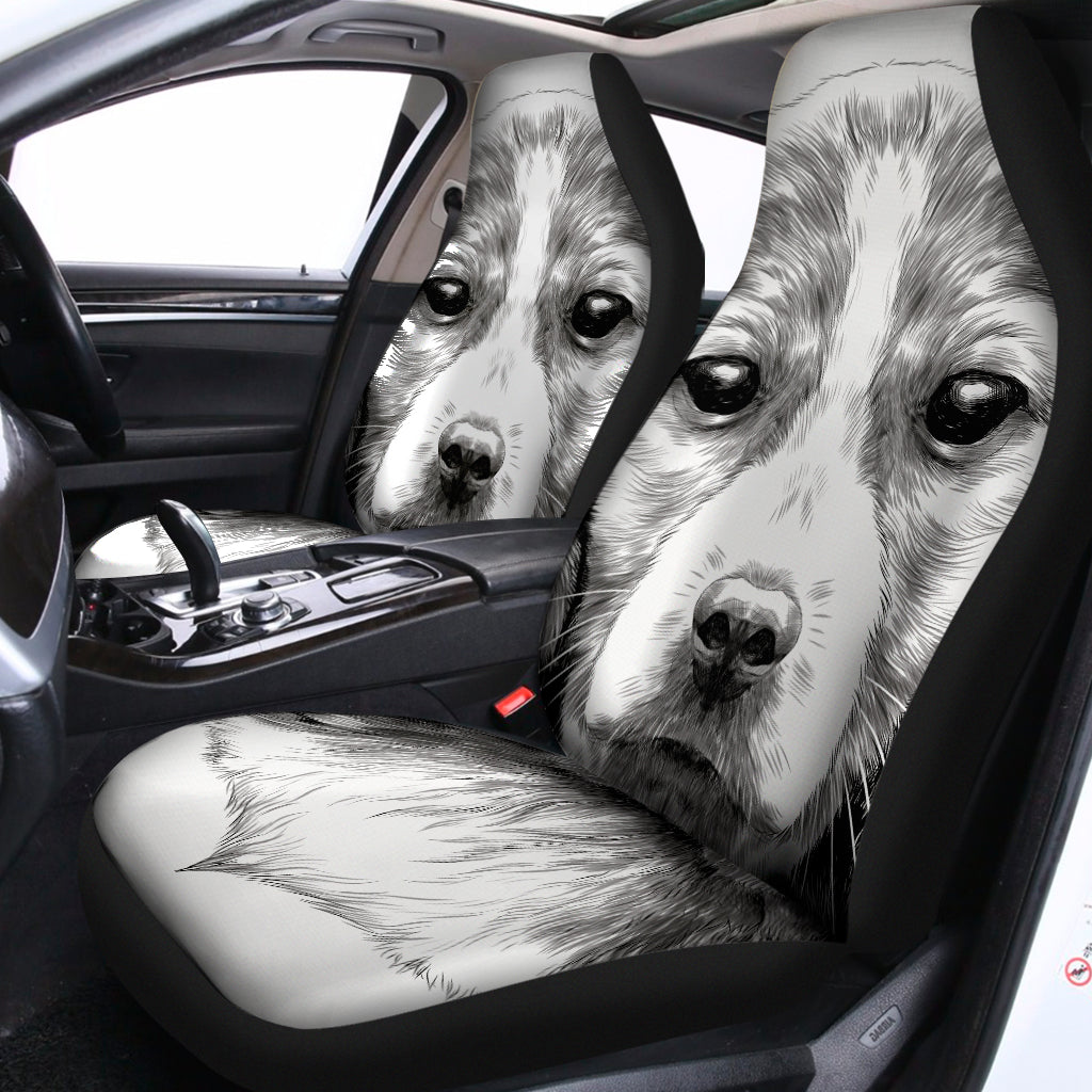 Black And White Drawing Beagle Print Universal Fit Car Seat Covers