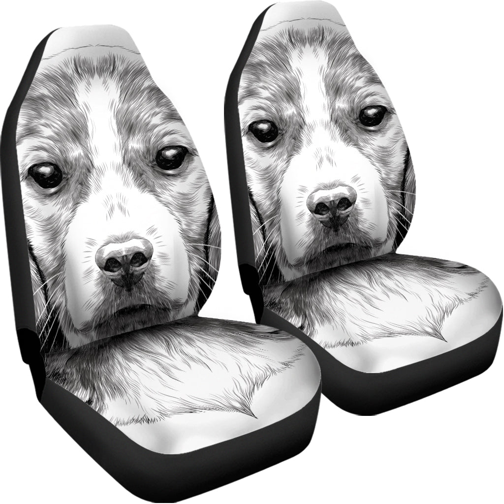 Black And White Drawing Beagle Print Universal Fit Car Seat Covers