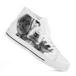 Black And White Drawing Beagle Print White High Top Shoes