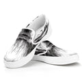 Black And White Drawing Beagle Print White Slip On Sneakers
