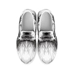 Black And White Drawing Beagle Print White Slip On Shoes