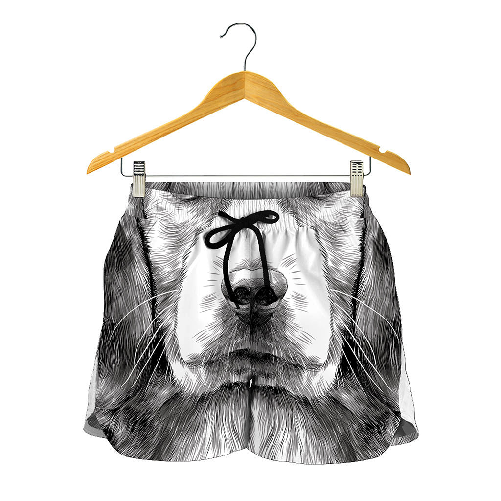 Black And White Drawing Beagle Print Women's Shorts