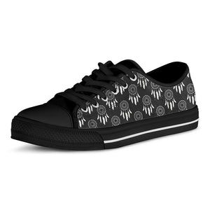 Black And White Dream Catcher Print Black Low Top Shoes