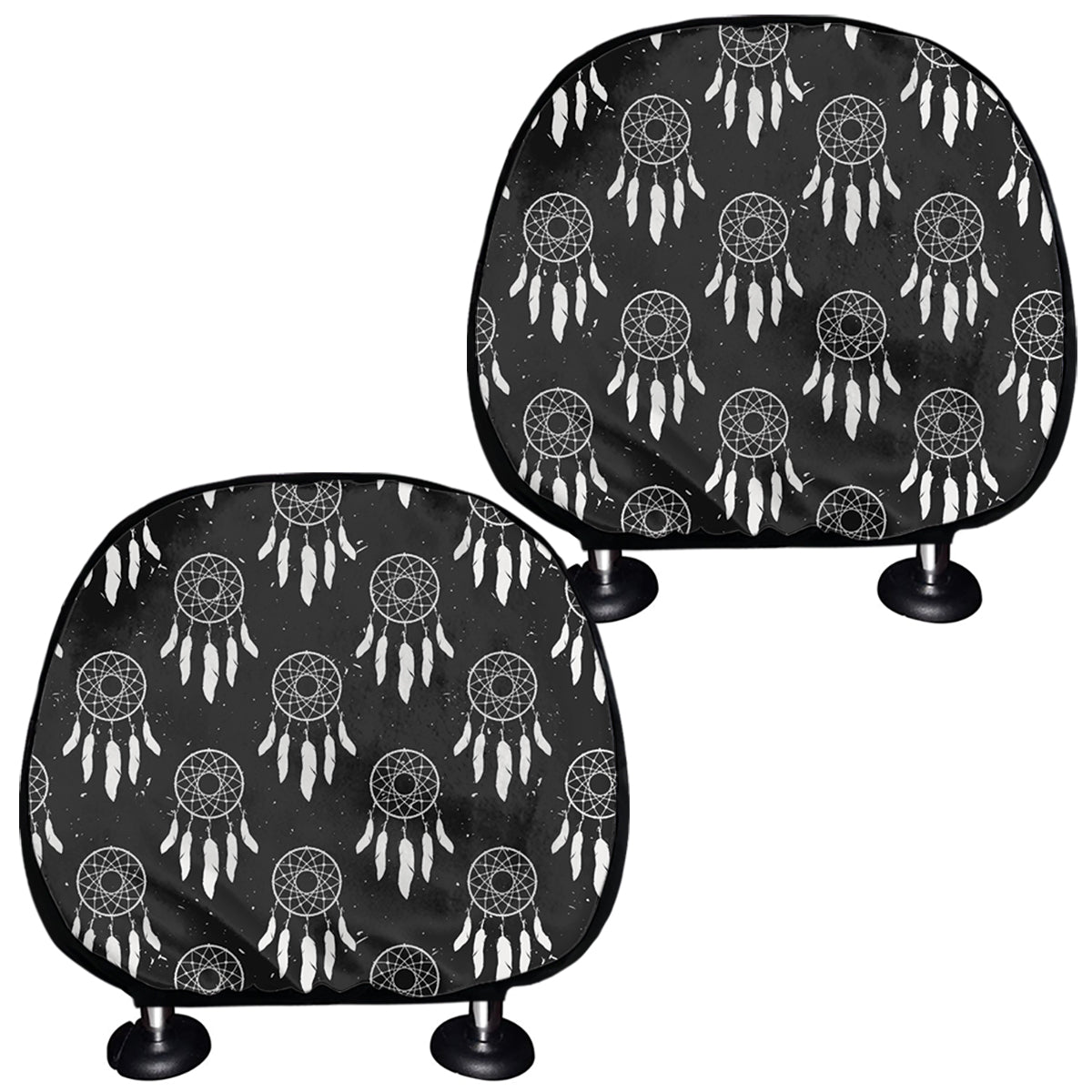 Black And White Dream Catcher Print Car Headrest Covers