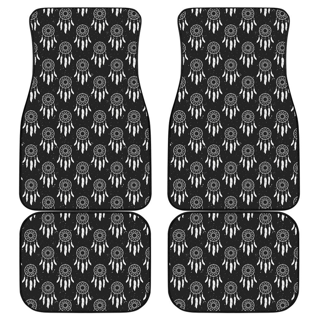 Black And White Dream Catcher Print Front and Back Car Floor Mats