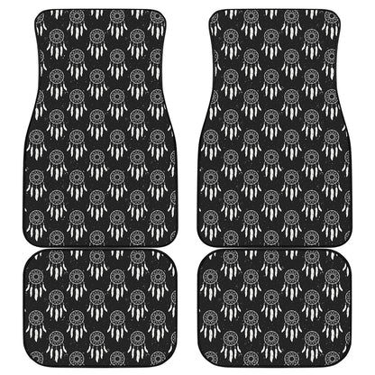 Black And White Dream Catcher Print Front and Back Car Floor Mats
