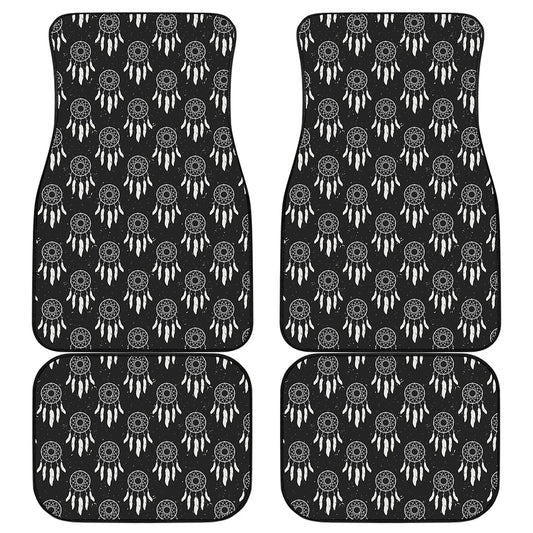 Black And White Dream Catcher Print Front and Back Car Floor Mats