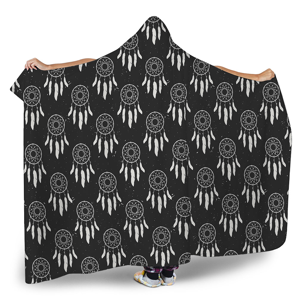 Black And White Dream Catcher Print Hooded Blanket