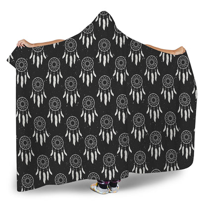 Black And White Dream Catcher Print Hooded Blanket