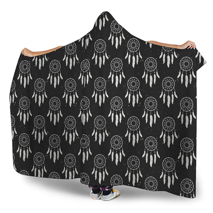 Black And White Dream Catcher Print Hooded Blanket