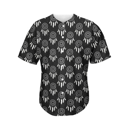 Black And White Dream Catcher Print Men's Baseball Jersey