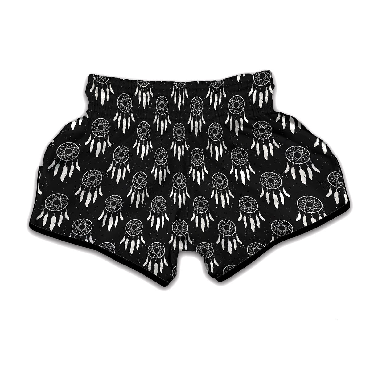 Black And White Dream Catcher Print Muay Thai Boxing Shorts