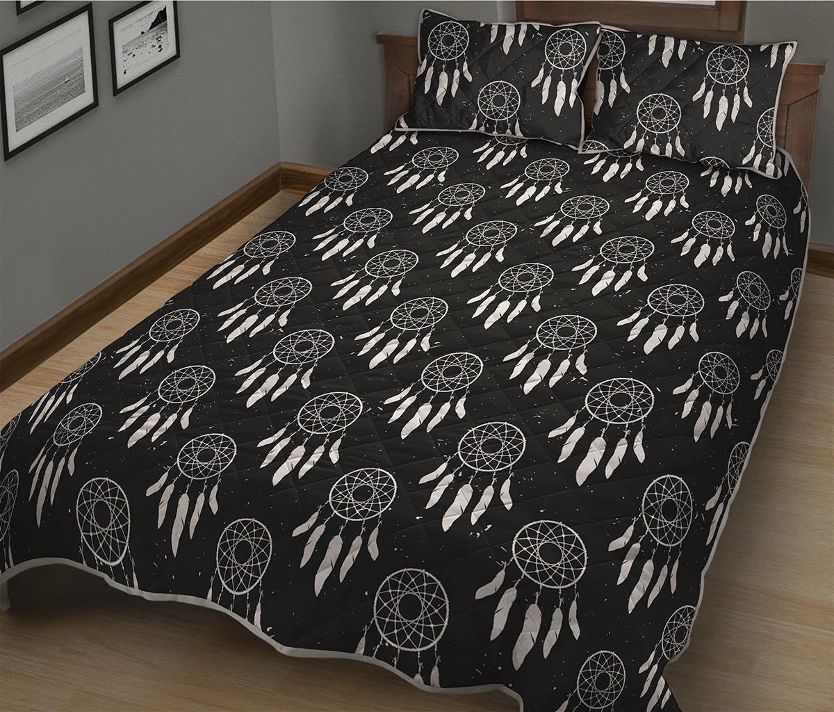 Black And White Dream Catcher Print Quilt Bed Set