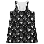 Black And White Dream Catcher Print Women's Racerback Tank Top