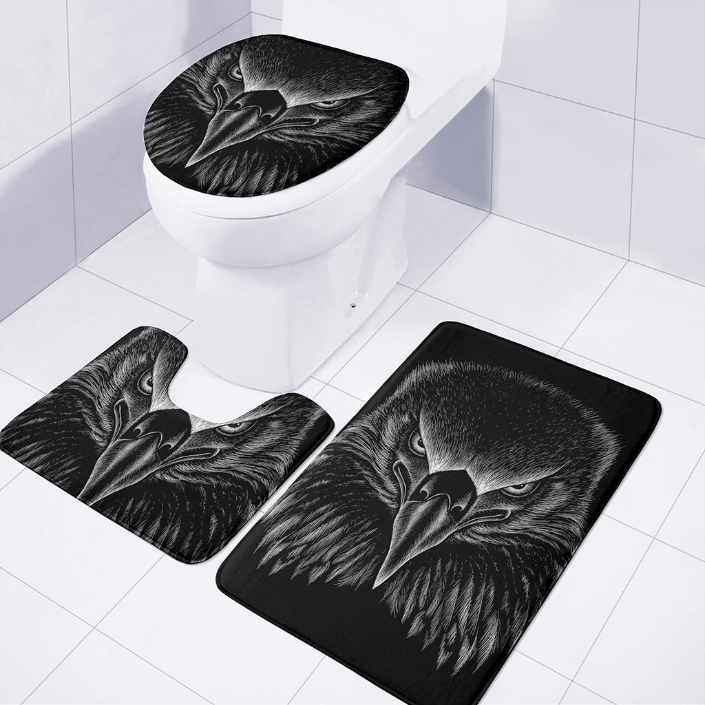 Black And White Eagle Print 3 Piece Bath Mat Set