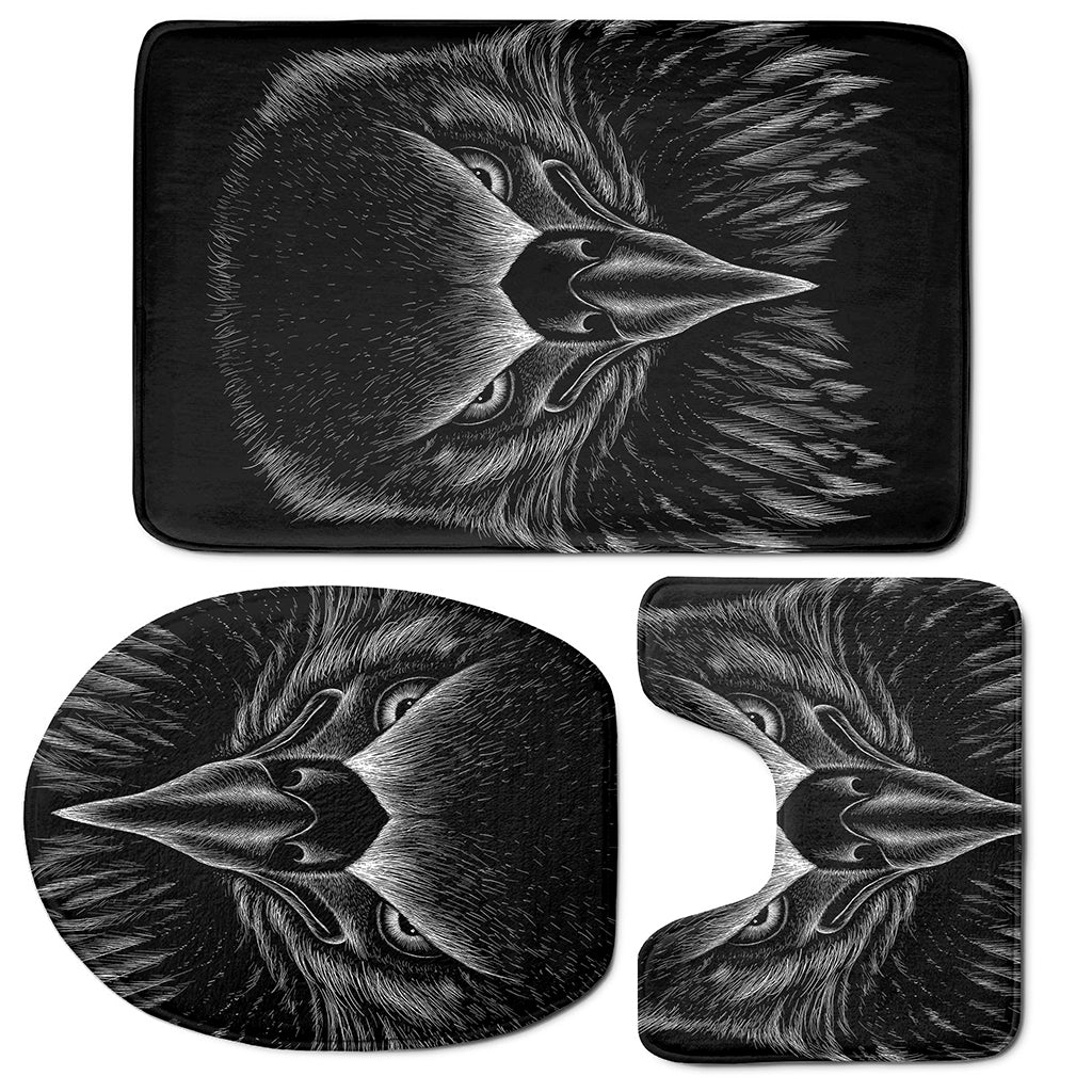 Black And White Eagle Print 3 Piece Bath Mat Set