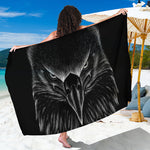 Black And White Eagle Print Beach Sarong Wrap