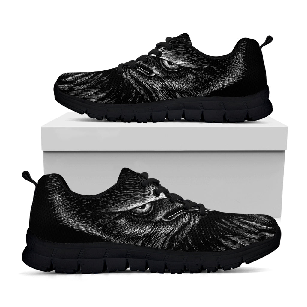 Black And White Eagle Print Black Sneakers