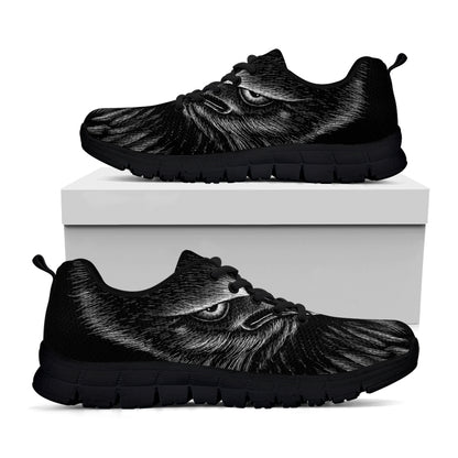 Black And White Eagle Print Black Sneakers