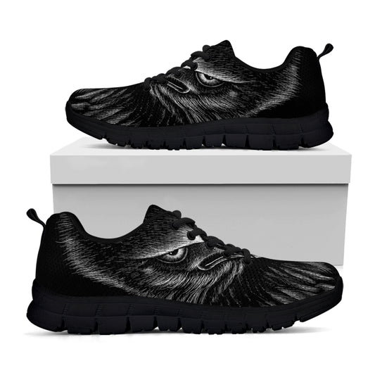 Black And White Eagle Print Black Sneakers
