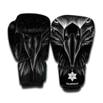 Black And White Eagle Print Boxing Gloves