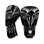 Black And White Eagle Print Boxing Gloves