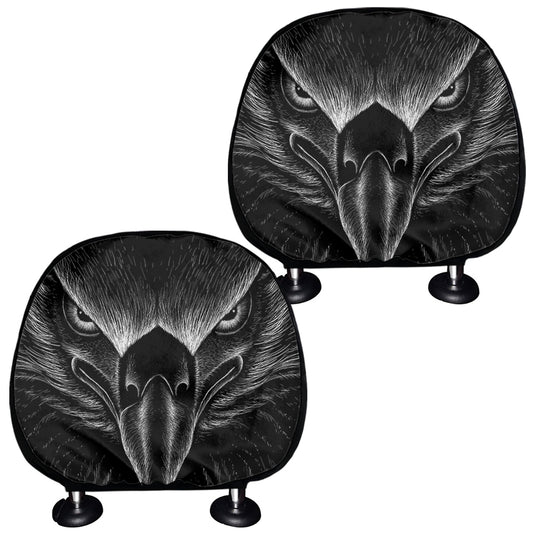 Black And White Eagle Print Car Headrest Covers