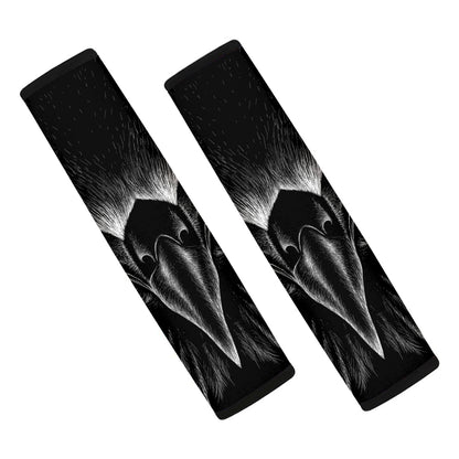 Black And White Eagle Print Car Seat Belt Covers