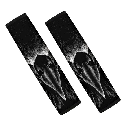 Black And White Eagle Print Car Seat Belt Covers