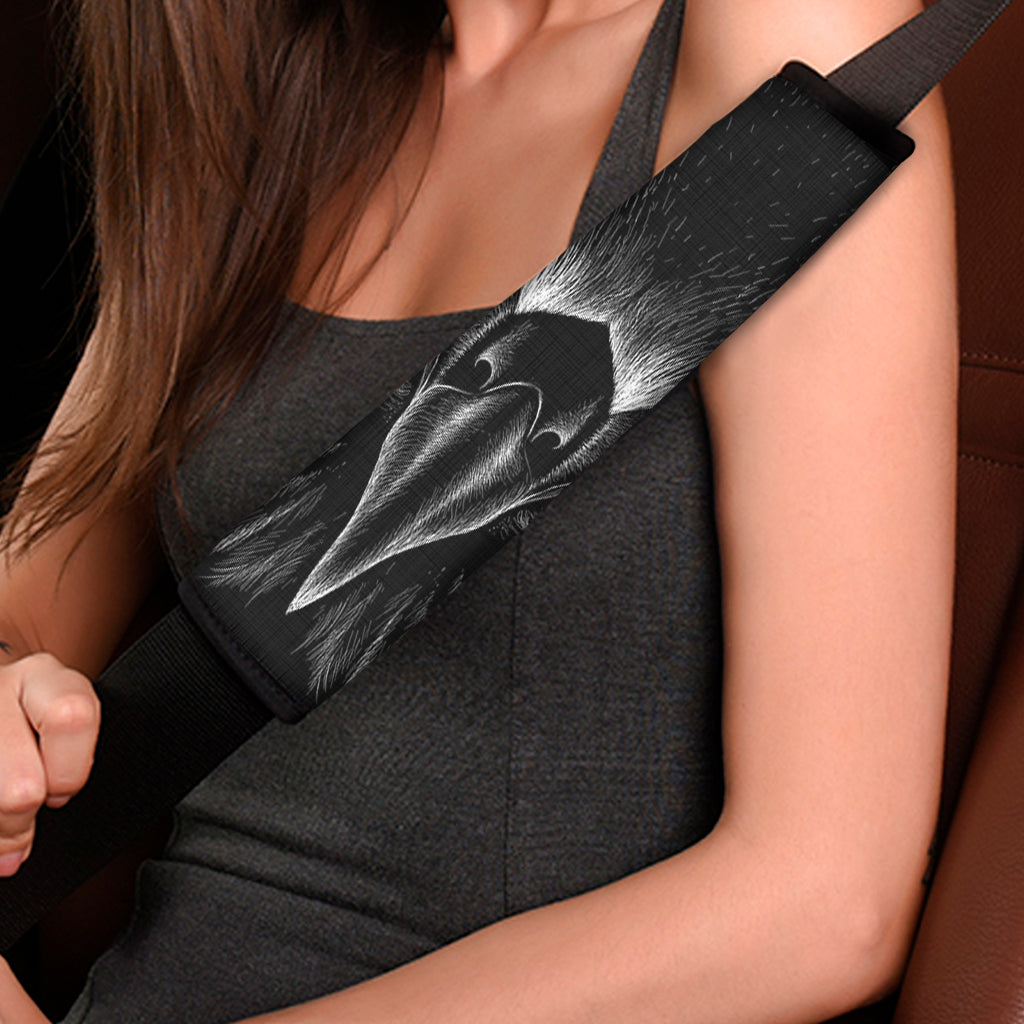 Black And White Eagle Print Car Seat Belt Covers