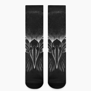 Black And White Eagle Print Crew Socks