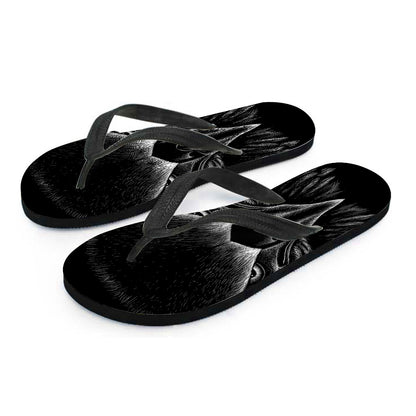 Black And White Eagle Print Flip Flops